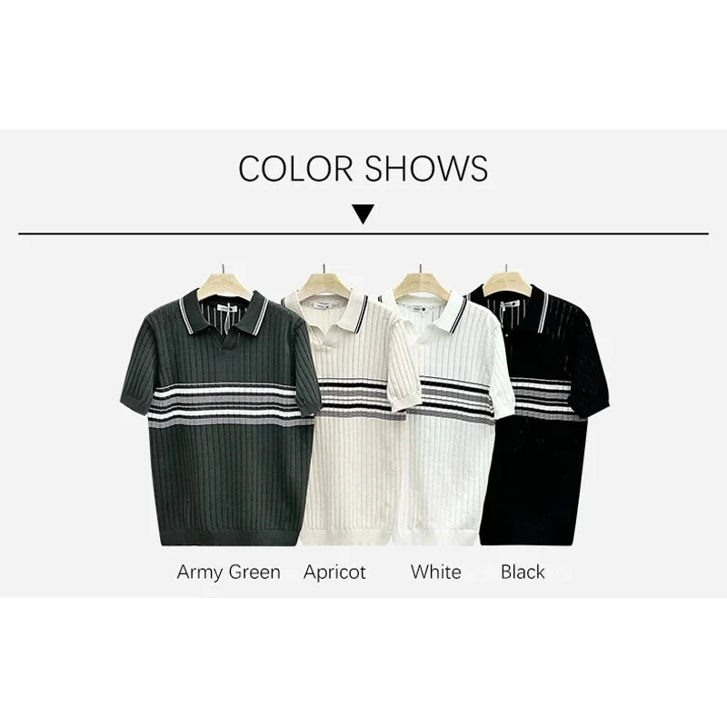 VILZSTUDIOS Lapel Knit Polo T-Shirt
