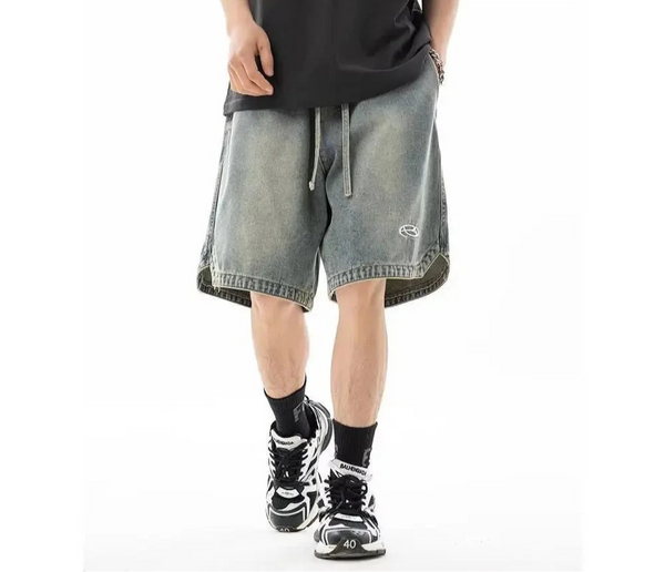 Lockere Retro-Jeansshorts mit weitem Bein