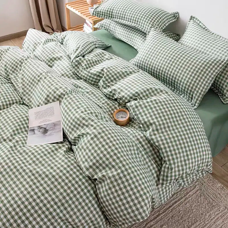 VILZSTUDIOS Soft Plaid Queen Size Duvet Bedding Set
