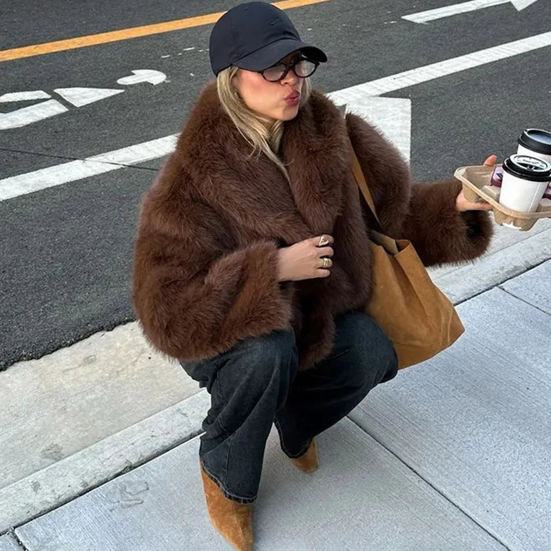 VILZSTUDIOS Luxury Retro Faux Fur Jacket