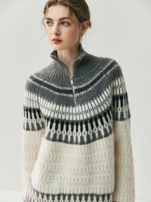 VILZSTUDIOS Luxury Cashmere Zipper Turtleneck Sweatshirt