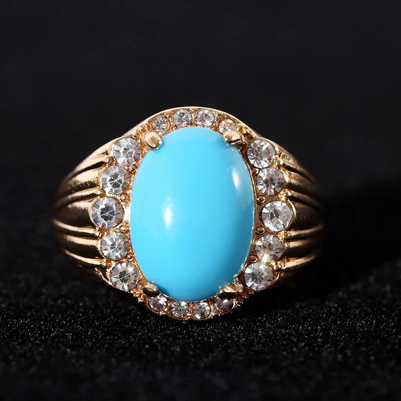 VILZSTUDIOS Exquisite Blue Stone Gold Ring