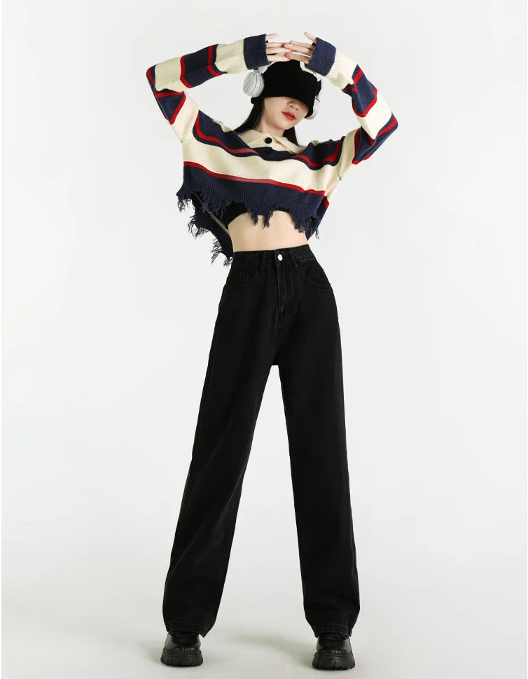 VILZSTUDIOS Slim Fit Low Waist Straight Jeans