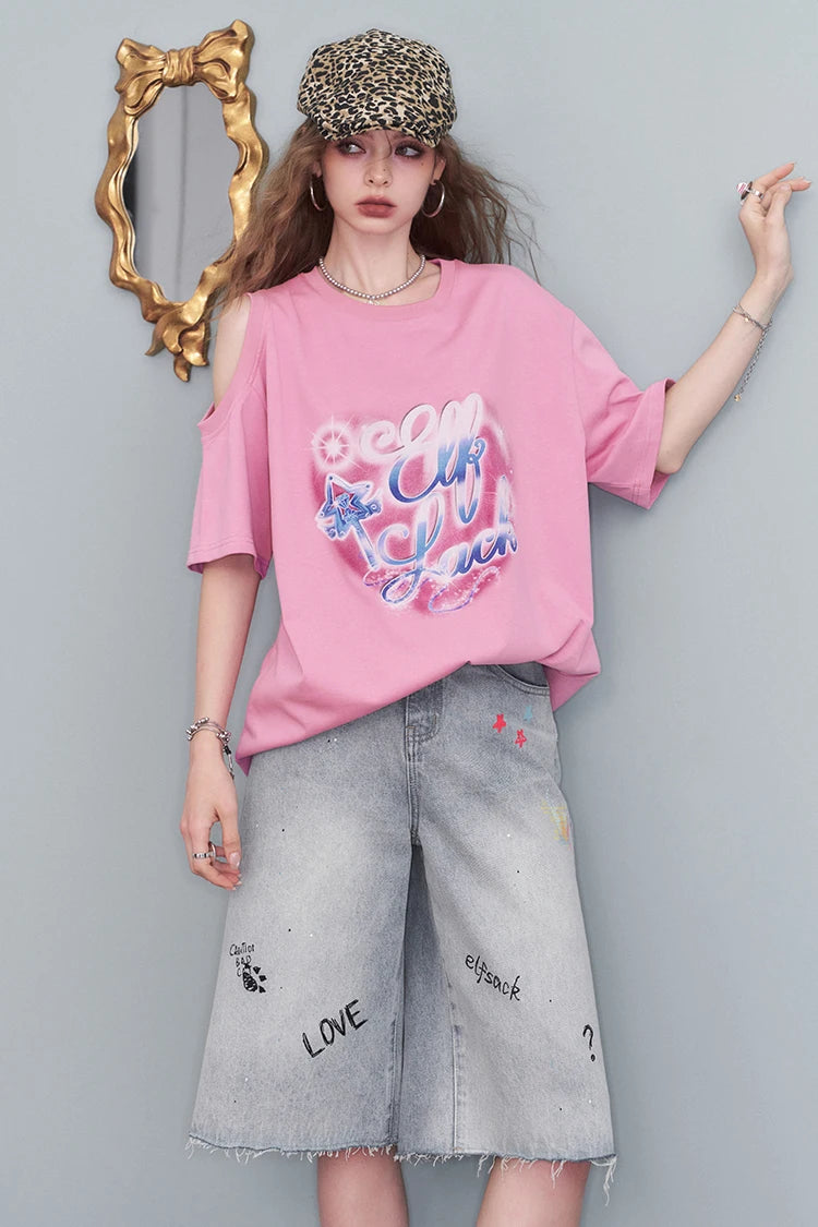 VILZSTUDIOS Sweet Cool Love Print Oversize T-Shirt