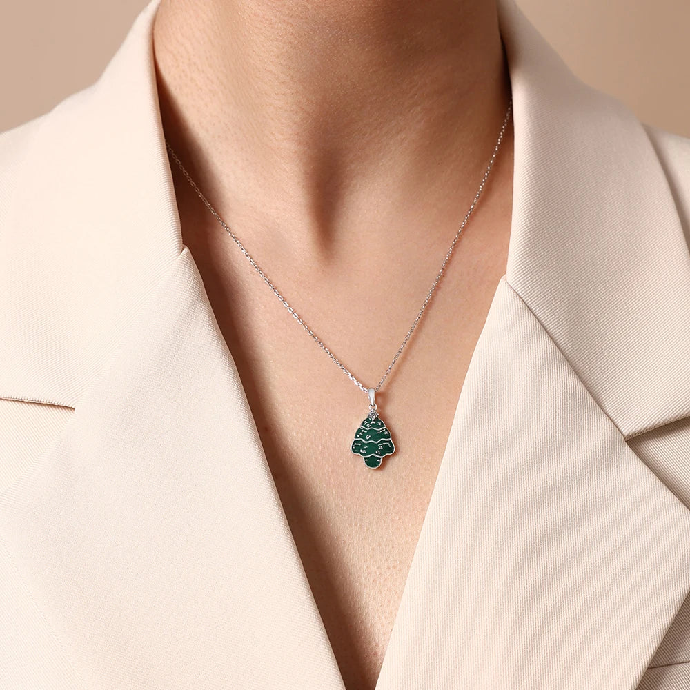VILZSTUDIOS 925 Sterling Silver Moissanite Christmas Tree Necklace