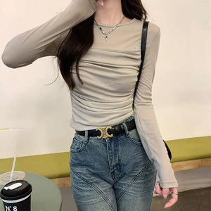 VILZSTUDIOS Long Sleeve Mesh Folded Top