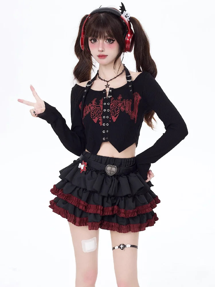VILZSTUDIOS Vintage Gothic A-Line Pleated Mini Skirt