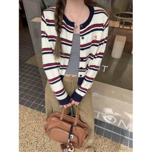 VILZSTUDIOS Cartoon Embroidery Thick Knitted Cardigan