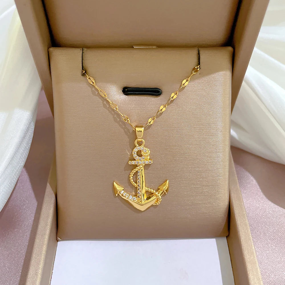 VILZSTUDIOS 316 Stainless Steel Ship's Anchor Pendant Necklace