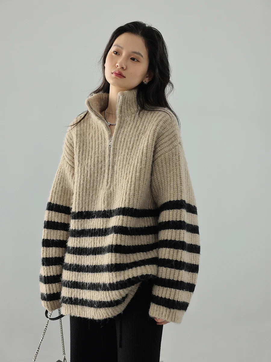 VILZSTUDIOS Cozy Chic Oversize Zip-Up Sweater