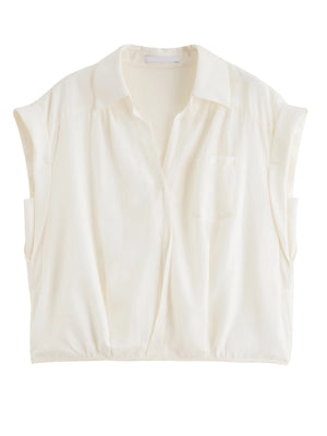 VILZSTUDIOS French Lazy Relaxed V-Neck Commuter Blouse