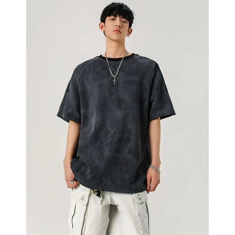 VILZSTUDIOS Retro Tie-Dyed Loose Striped T-Shirt