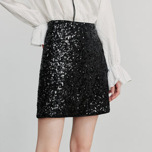 VILZSTUDIOS Black Mini Skirt with Shining Bead