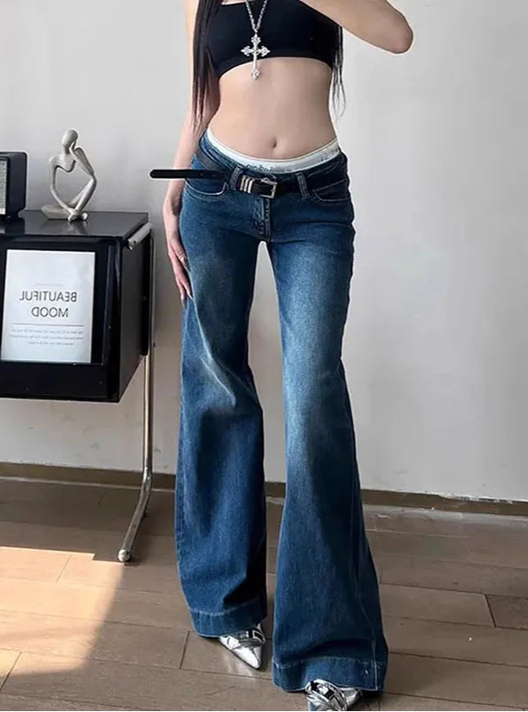 VILZSTUDIOS Slim Low Waisted Flare Jeans