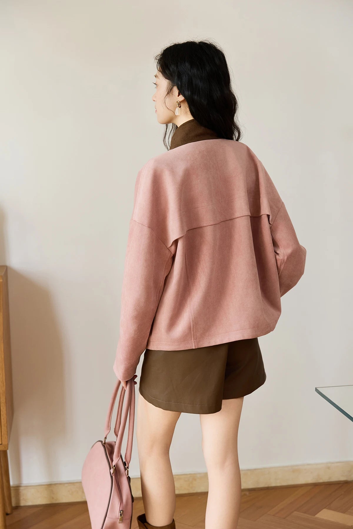 VILZSTUDIOS French Style Contrast Color Suede Jacket