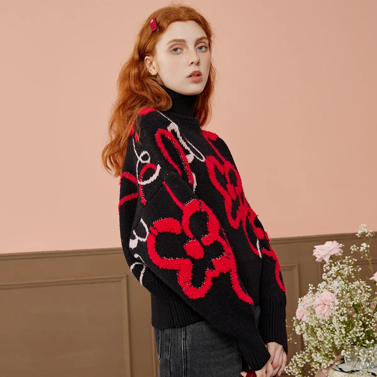 VILZSTUDIOS Cozy Oversized Mock Neck Knit Sweater
