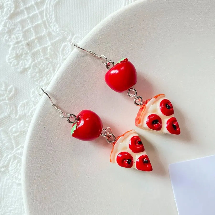 VILZSTUDIOS Red Apple Pizza Dangle Earring