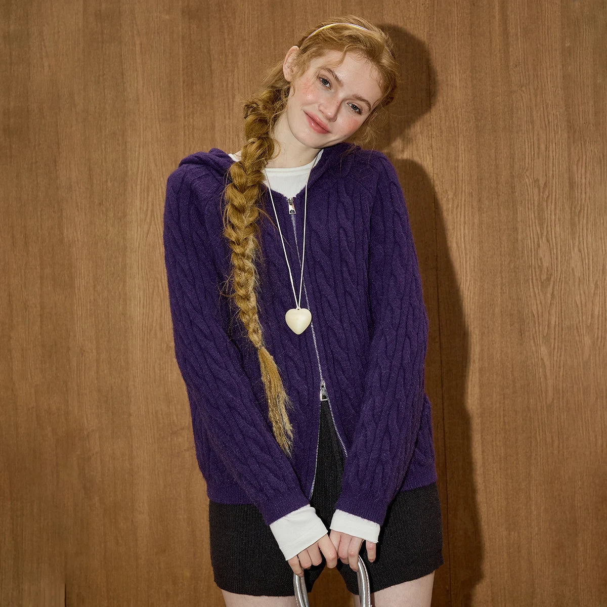 VILZSTUDIOS Cozy Cable Knit Hoodie