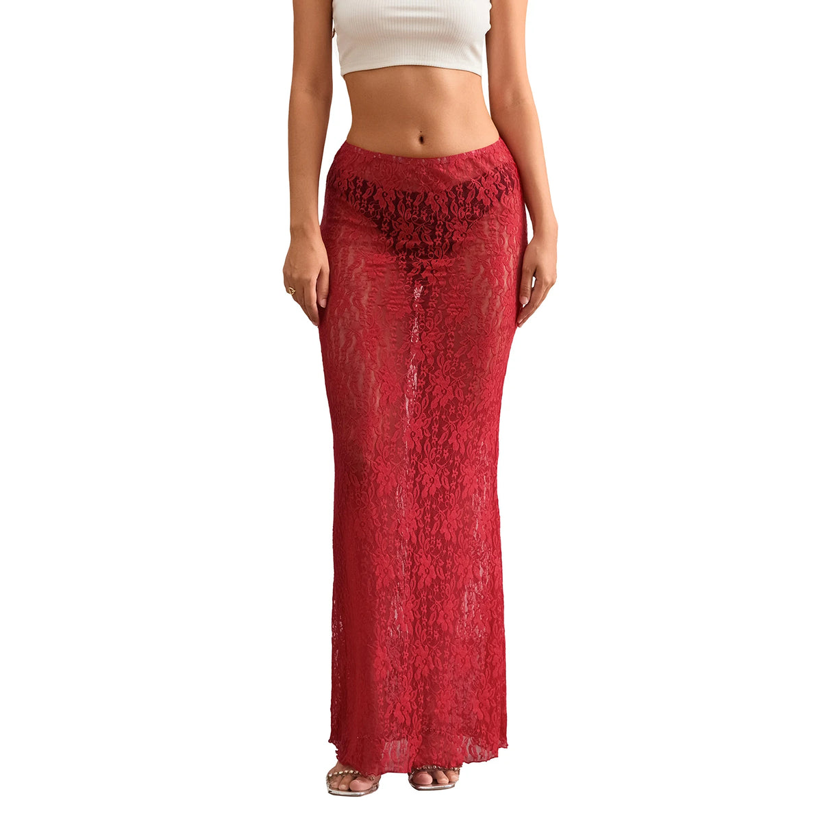 VILZSTUDIOS Sheer Lace Maxi Skirts for Party