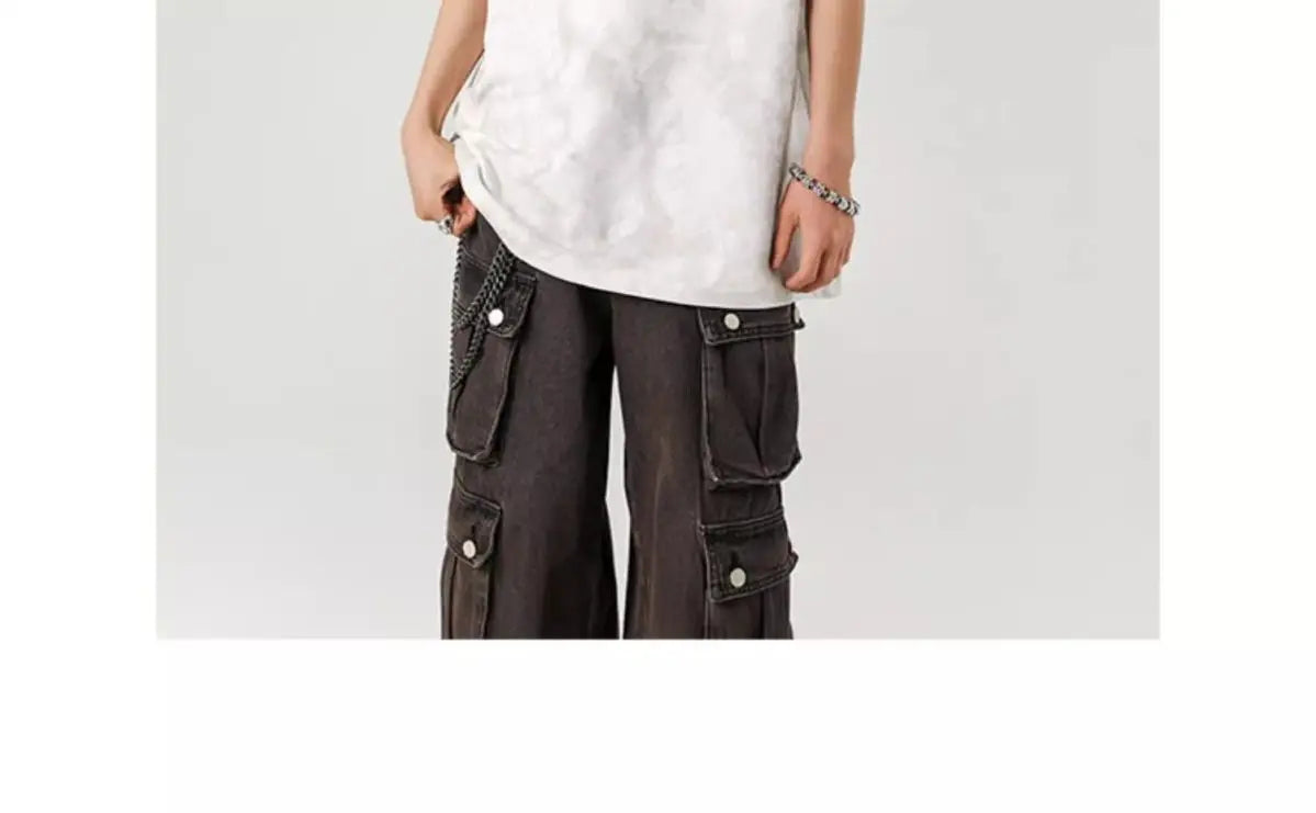 VILZSTUDIOS Retro Tie-Dyed Loose Striped T-Shirt