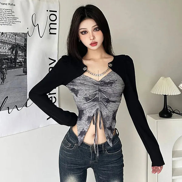 Casual Drawstring Crop Top