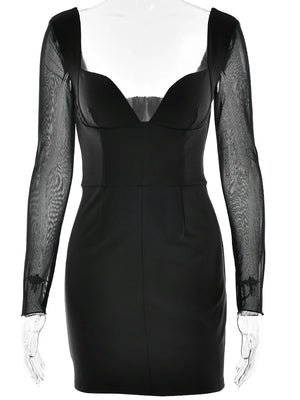 VILZSTUDIOS Sultry Plunge Mesh Mini Dress Femme