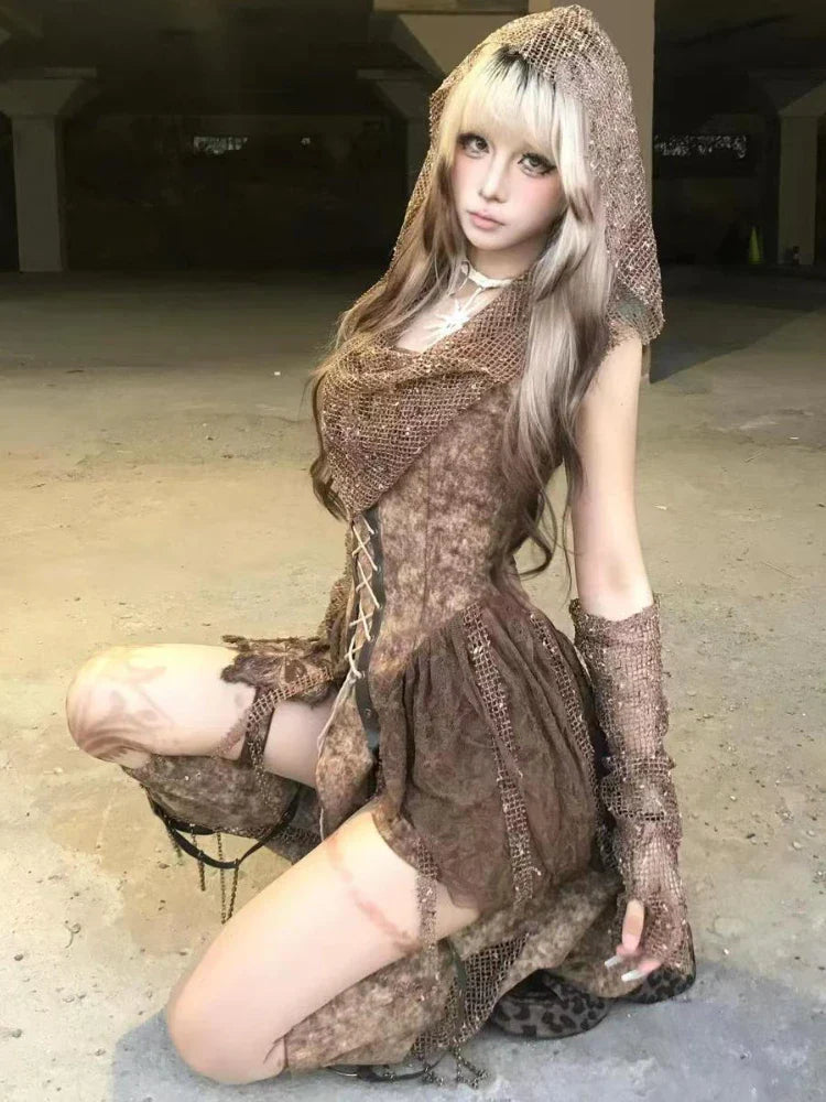 VILZSTUDIOS Vintage Lace Mini Skirt Suit Set