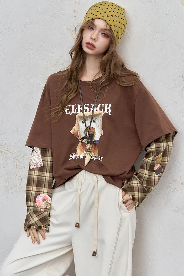 Checkered Loose Sleeve Top