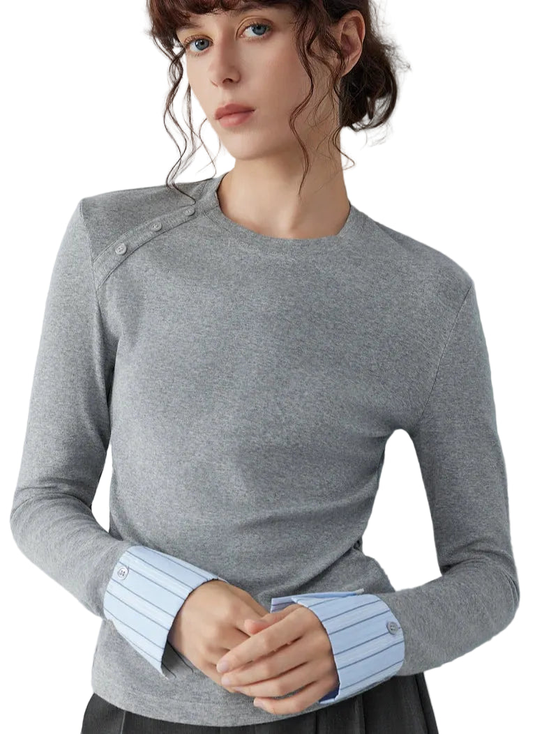 VILZSTUDIOS Stylish Flare Sleeve Buttoned Shoulder Top