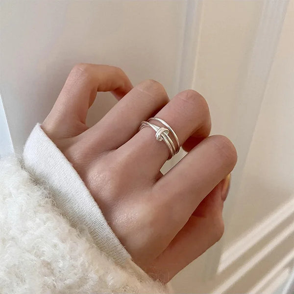 Silver Open Finger Knot Punk Ring