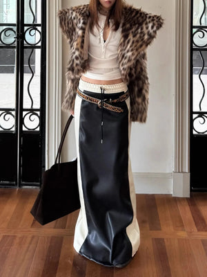 VILZSTUDIOS Lautaro Spring Patchwork Leather Maxi Skirt