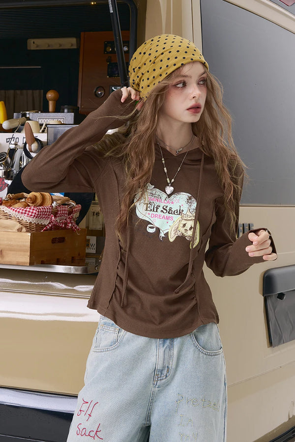 Sweet Smocked Print Light Hoodie