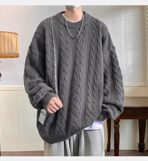 VILZSTUDIOS Classic Grey O-Neck Knitted Sweater
