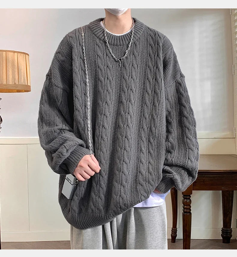 VILZSTUDIOS Classic Grey O-Neck Knitted Sweater