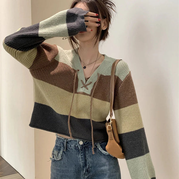 V-Neck Striped Sweater