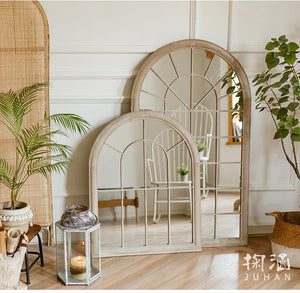 VILZSTUDIOS Huohan retro fake window decoration French wall-mounted mirror floor-to-ceiling fitting entrance living room fireplace mirror B