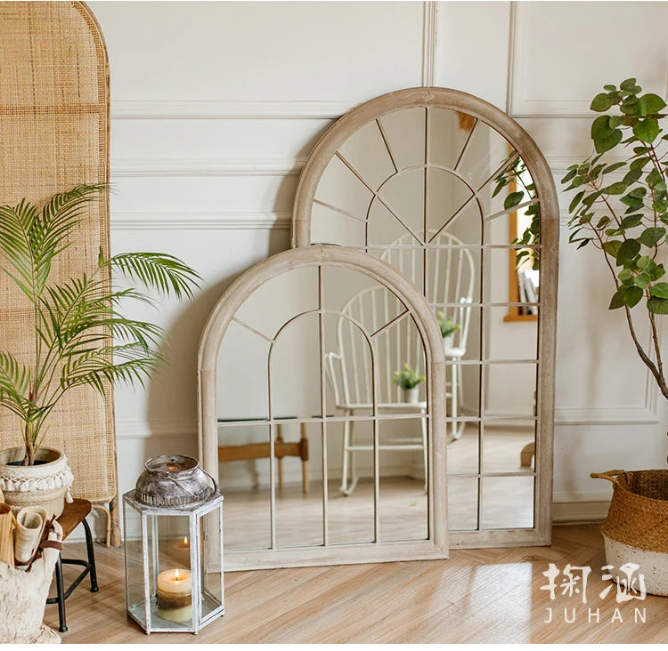 VILZSTUDIOS Huohan retro fake window decoration French wall-mounted mirror floor-to-ceiling fitting entrance living room fireplace mirror B