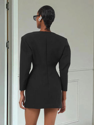 VILZSTUDIOS Sexy Deep V Neck Black Dress