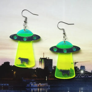 VILZSTUDIOS Embossed UFO Alien Space Acrylic Earring