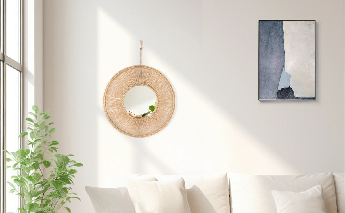 VILZSTUDIOS Handmade hemp rope mirror decoration mirror living room background decoration hallway shopping mall famous hotel wall decor