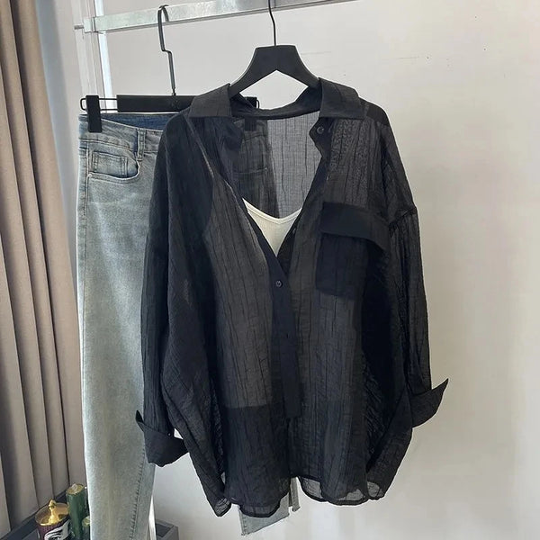 Lightweight Chiffon Long-Sleeve Shirt