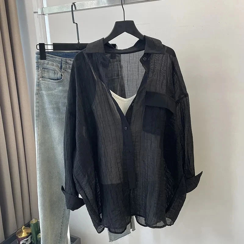 VILZSTUDIOS Lightweight Chiffon Long-Sleeve Shirt