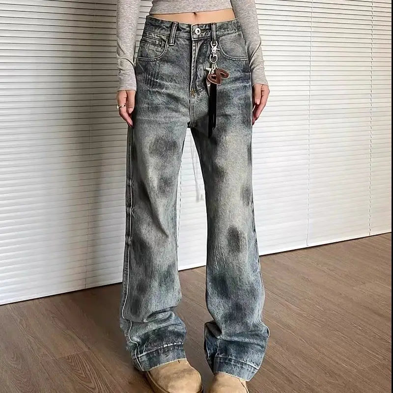 VILZSTUDIOS Vintage American Retro Loose Flared Jeans