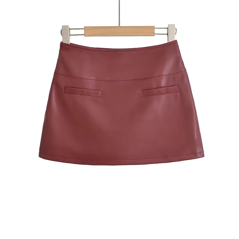 VILZSTUDIOS Elegant Black Leather Mini Skirts Women