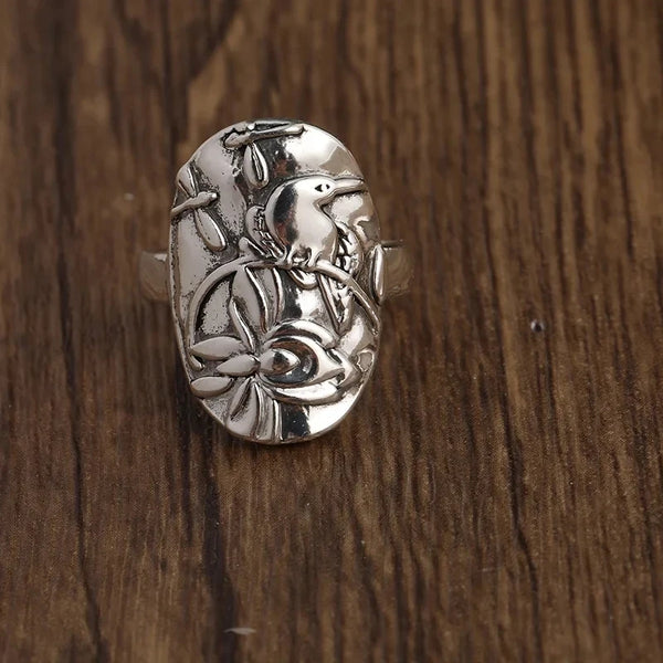 Exquisite Vintage Silver Flower Party Ring