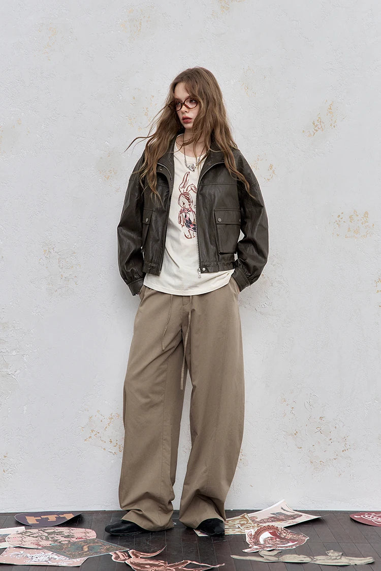 VILZSTUDIOS Streetwear Short Leather Jacket