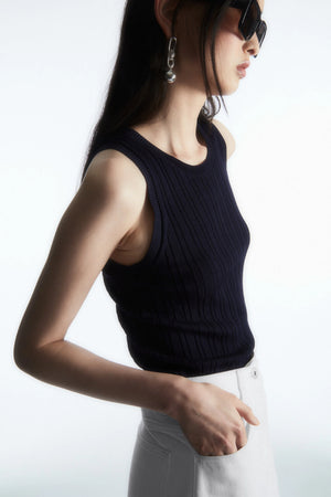 VILZSTUDIOS Striped Silk Blend Tank Top