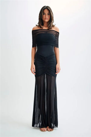 VILZSTUDIOS Sultry Ruffled Mesh Maxi& Mini Dress