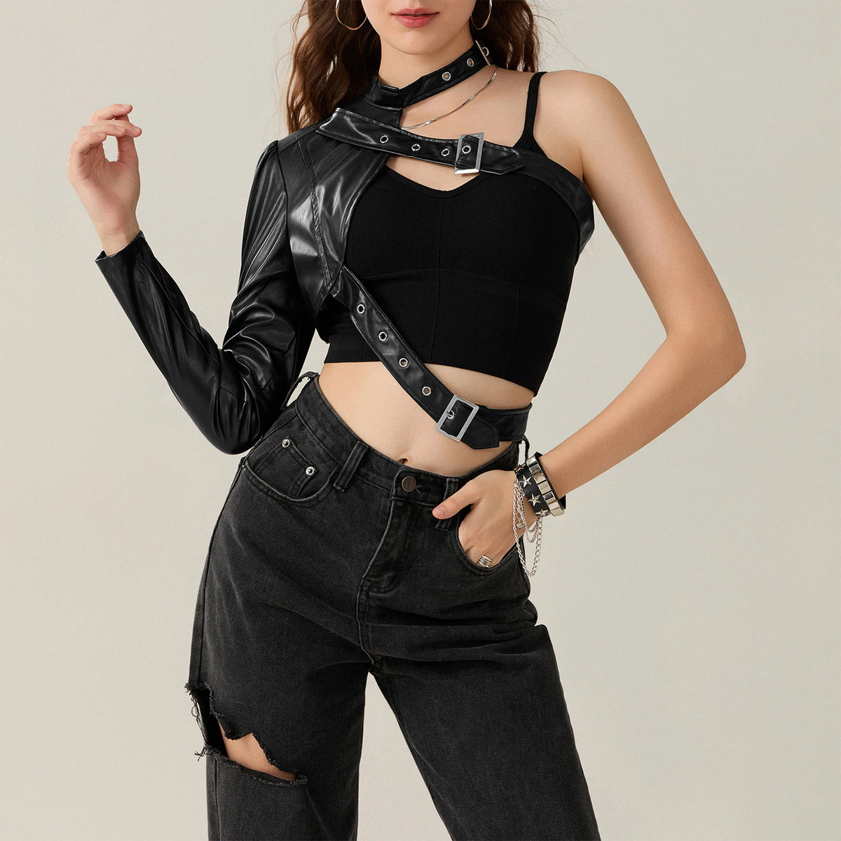 VILZSTUDIOS Gothic One Sleeved Halter Top