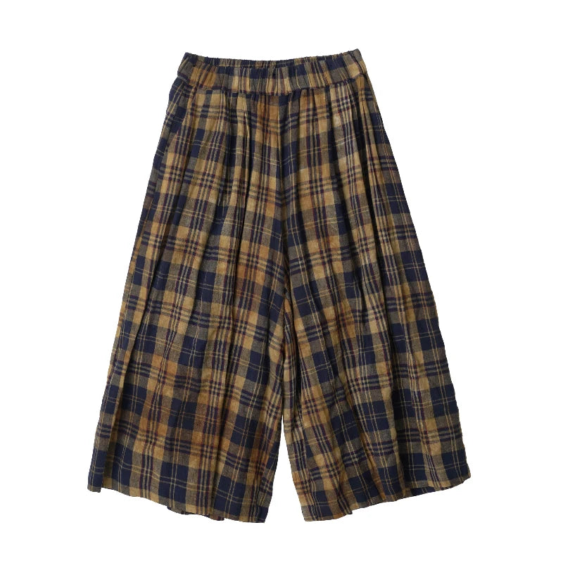 VILZSTUDIOS Yellow Black Checkered Elastic Waist Pants